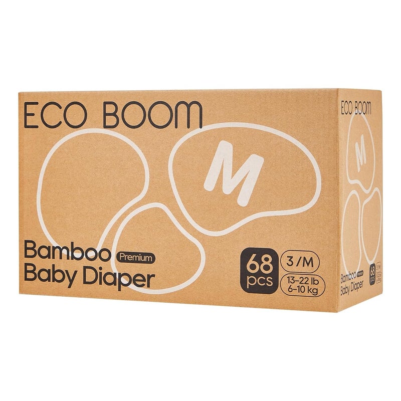 Eco boom Diapers, Viscose from Bamboo Diapers, Natural Soft Disposable Nappies for Infant, Size 3 Suitable for 13 to 22lb (Medium - 68 Count) - Image 1
